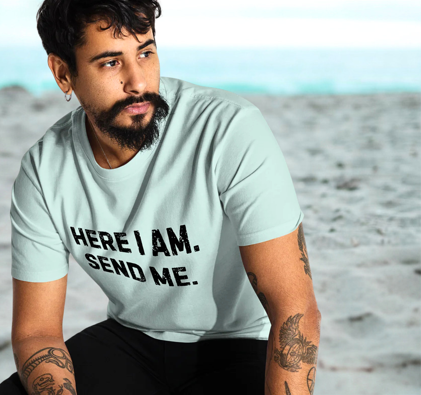 Here I Am Send Me Men’s Premium Box Tee