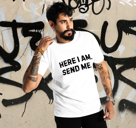 Here I Am Send Me Men’s Premium Box Tee