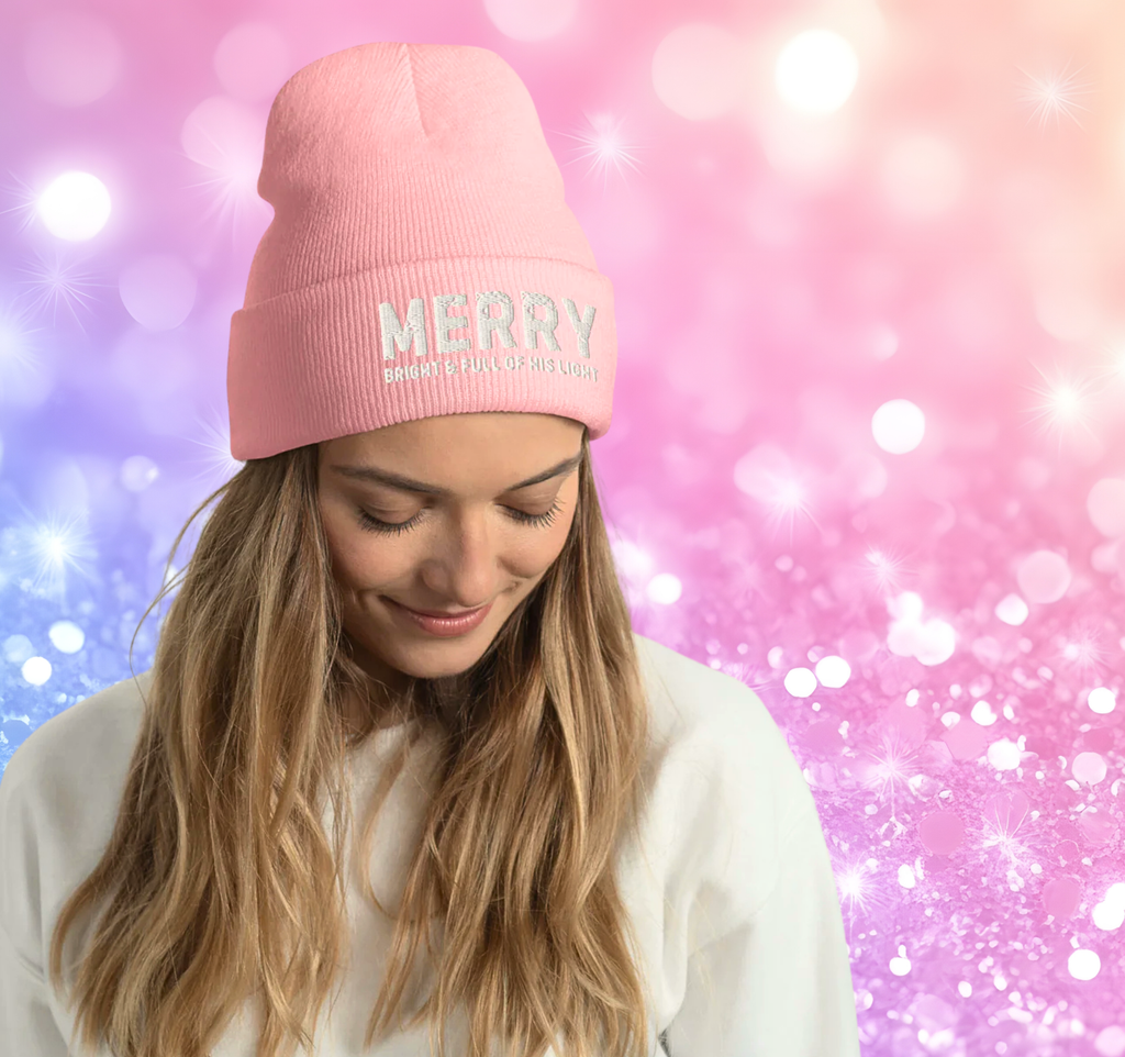 Merry Bright & Full of His LIght Cuffed Beanie