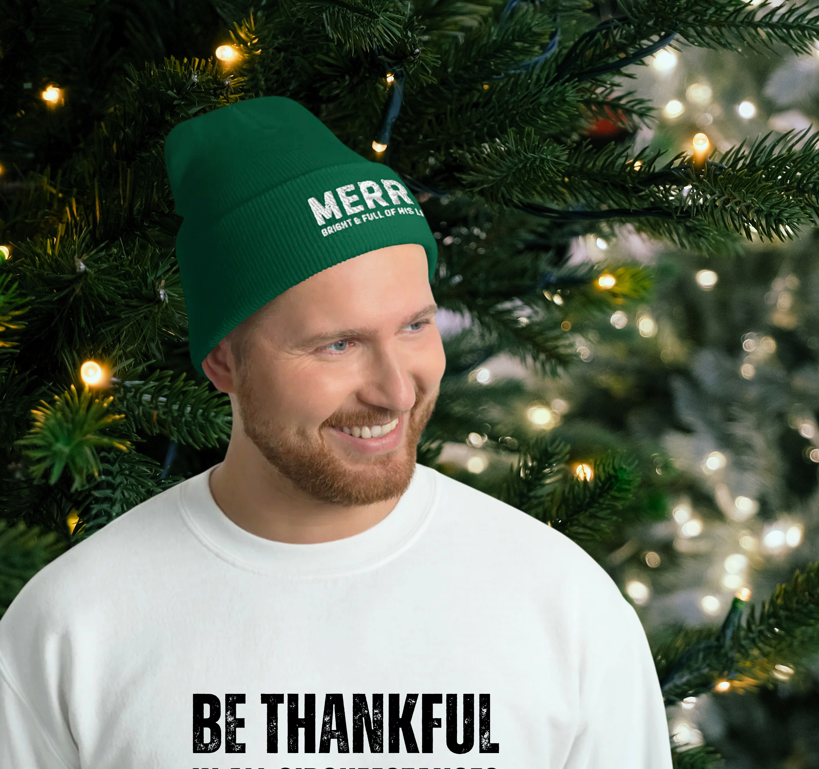 Merry Bright & Full of His LIght Cuffed Beanie