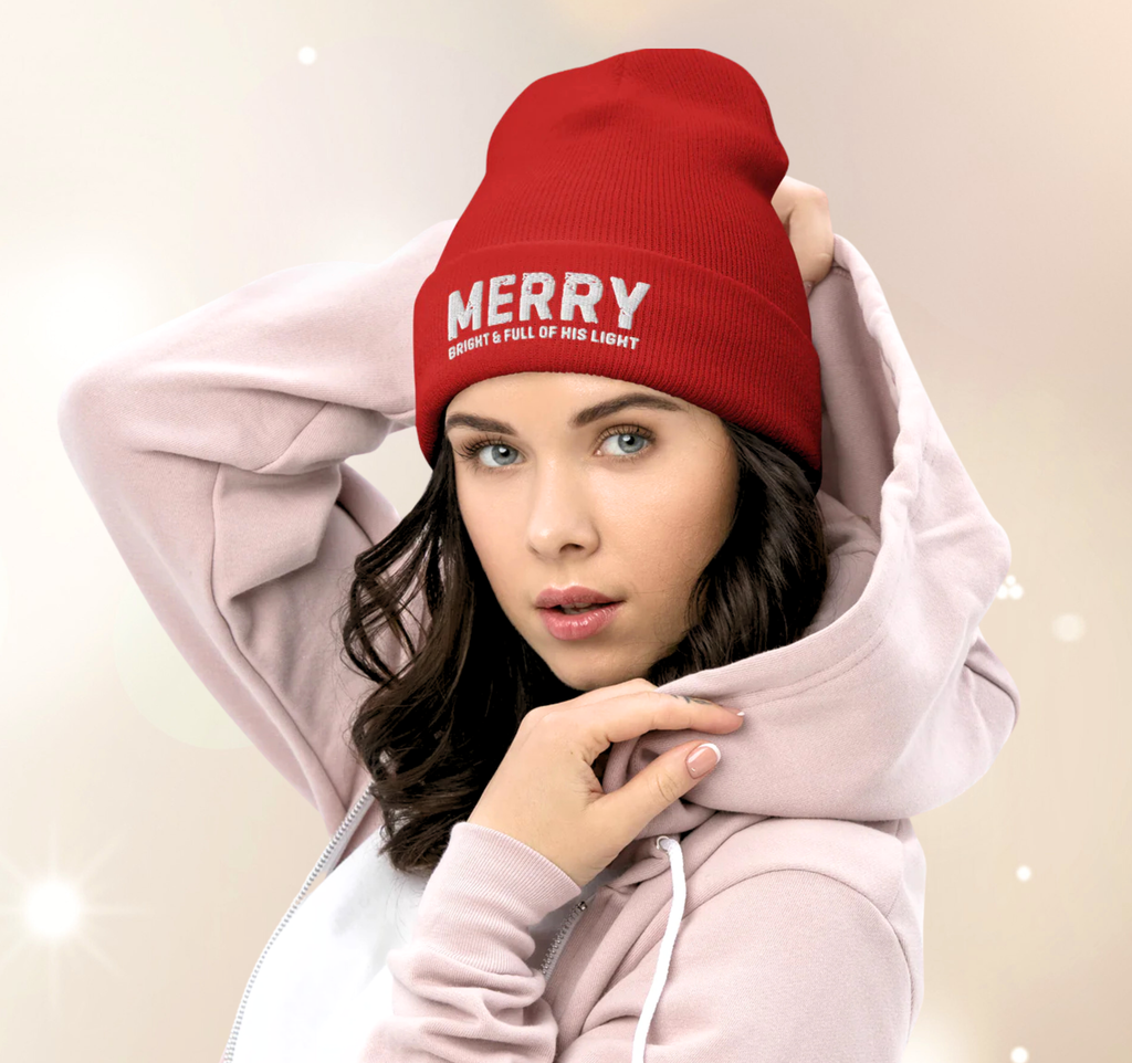 Merry Bright & Full of His LIght Cuffed Beanie