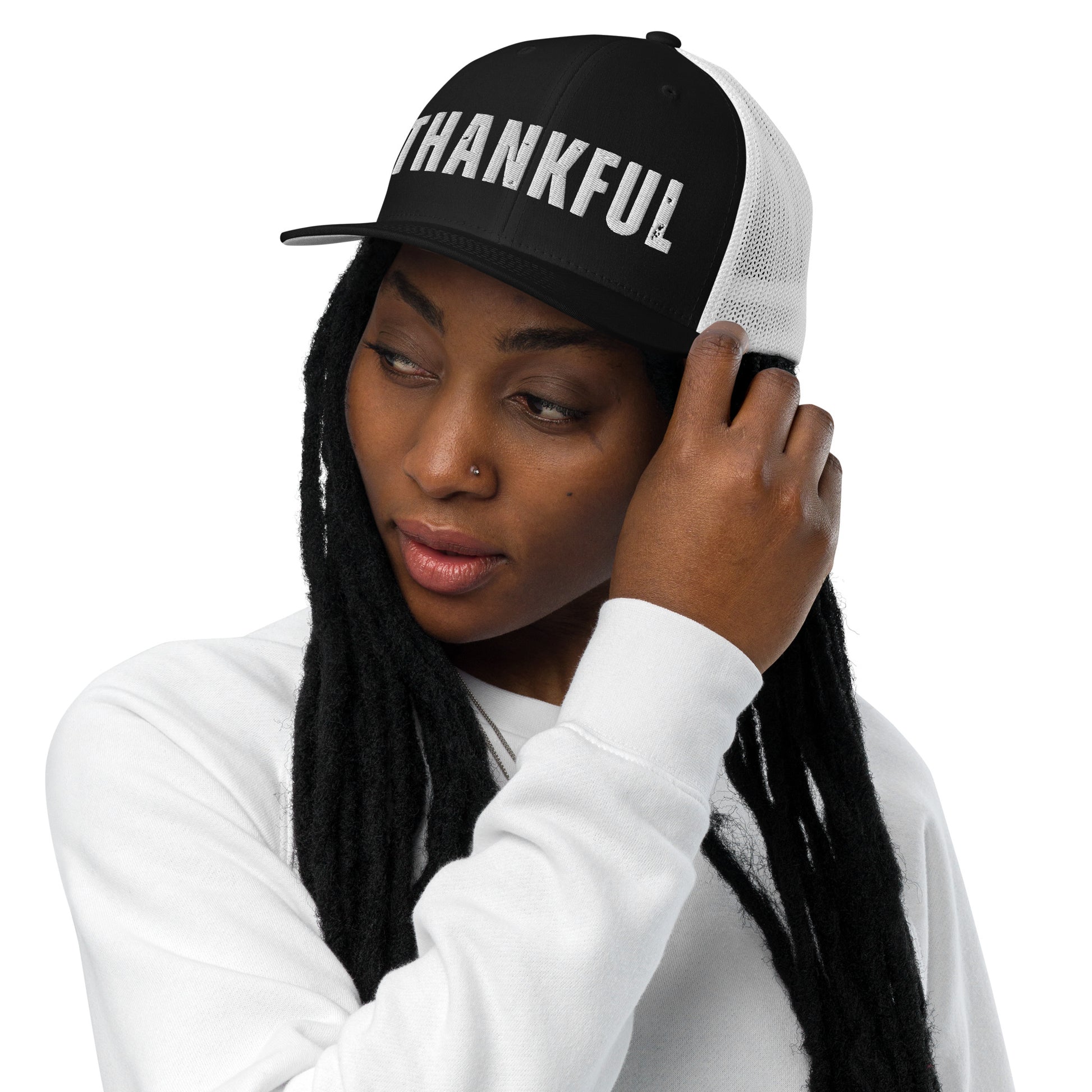thankful trucker hat by soul good merch mesh back adjustable snap faith inspired christian apparel gratitude message