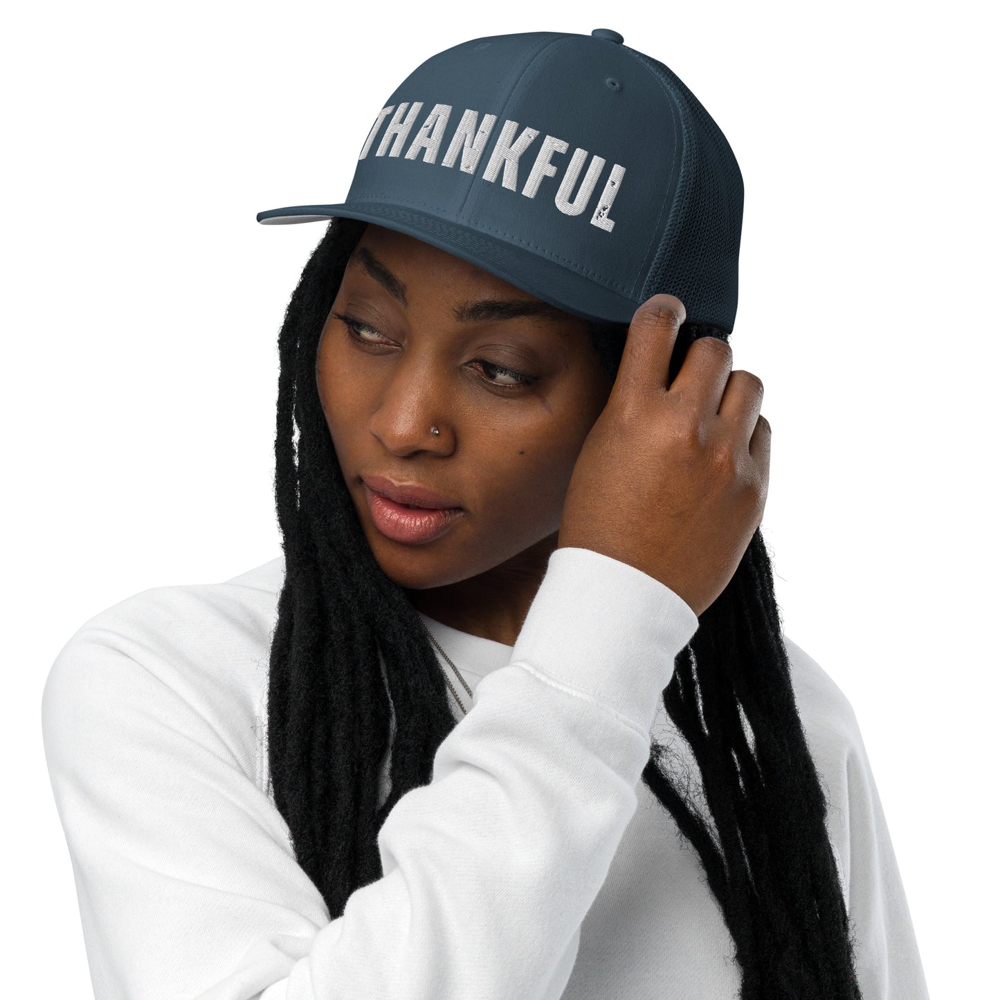 thankful trucker hat by soul good merch mesh back adjustable snap faith inspired christian apparel gratitude message
