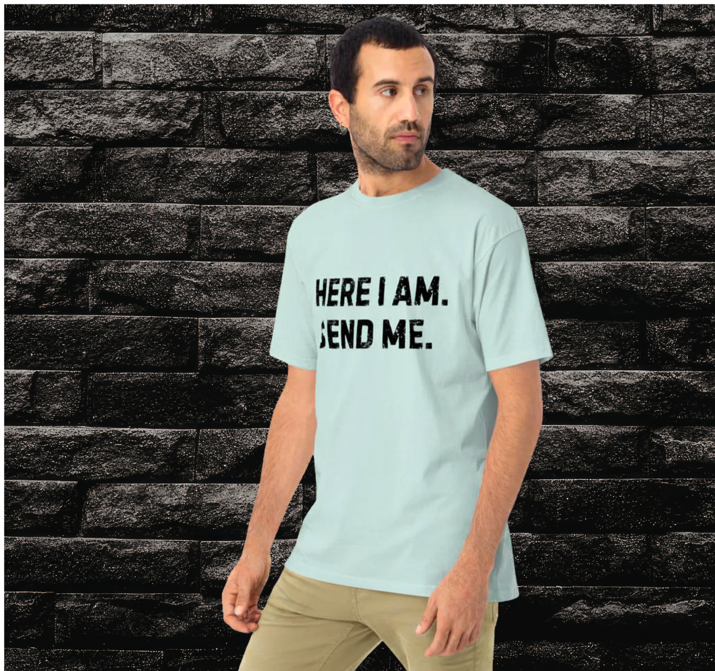 Here I Am Send Me Men’s Premium Box Tee