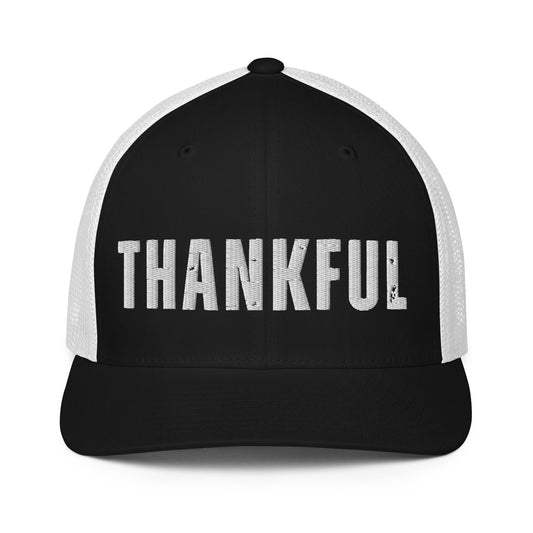 thankful trucker hat by soul good merch mesh back adjustable snap faith inspired christian apparel gratitude message